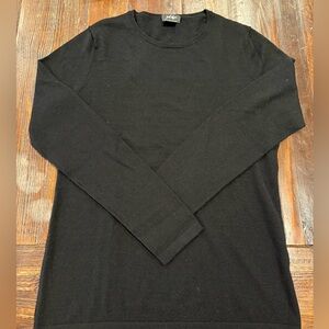 Lord & Taylor Black Relaxed Long Sleeve Sweater merino wool medium